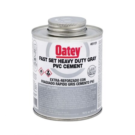Oatey LOW VOC PVC SOLVENT CEMENT, 16 OZ CAN, TRANSLUCENT LIQUID, GRAY, 096 31121